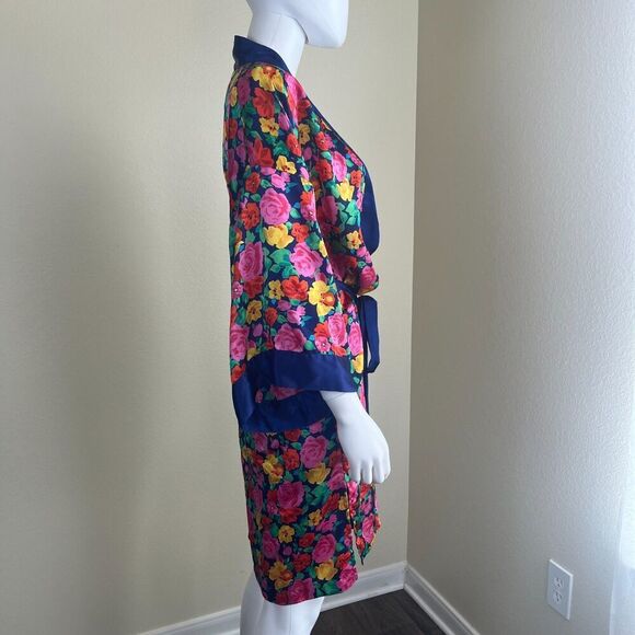 Vintage Victoria's Secret Gold Label Women Floral Satin Short Robe Sleepwear 90s - Picture 10 of 17